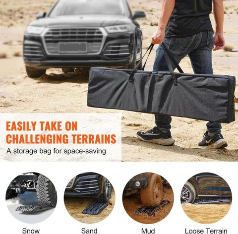 Car Traction Boards Sand & Snow Recovery Tracks, Heavy Duty Tire Grip Mats for Off-Road (107 Cms)