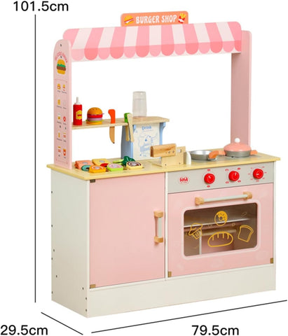 Double Sided Ham Burger Shop Interactive wooden game set Pretend baked goods