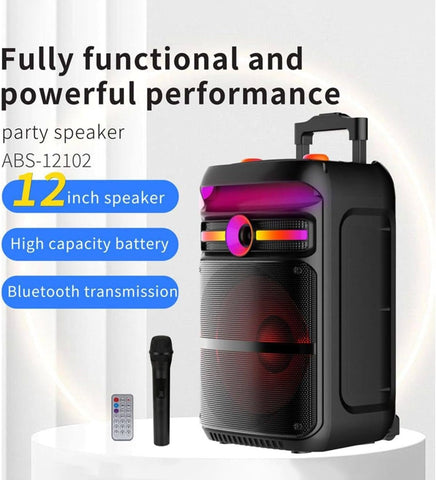 Portable Bluetooth Karaoke Speaker with Wireless Microphone & Remote – Rechargeable Party Speaker with RGB LED Lights