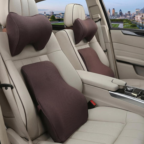 Car Neck Pillow & Lumbar Support Cushion Combo