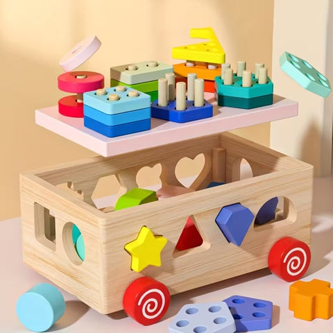 Early Education Multifunctional Toy Car, Geometric Toys for Boys And Girls,