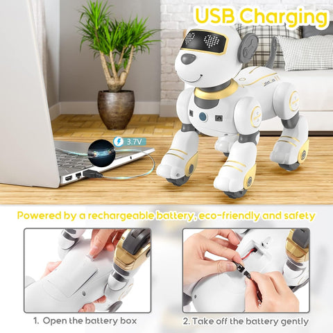SONOMO Remote Control Robot Dog Toy for Kids, Programmable Robotic Puppy
