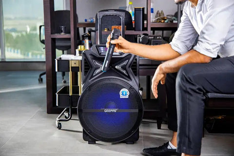 Geepas GMS11131 Rechargeable Trolley Bluetooth Speaker - Wireless Microphones