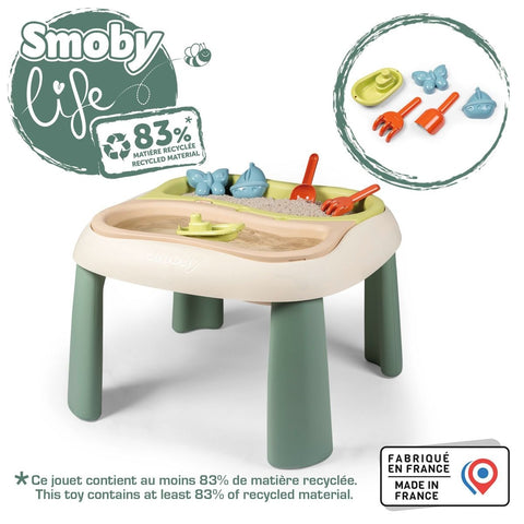 Smoby Life Sand & Water Play Table, Outdoor Sensory Play Table with 2 Removable Trays