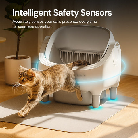 Wownect Self Cleaning Cat Litter Box, Open Top Design, Smart App Controlled