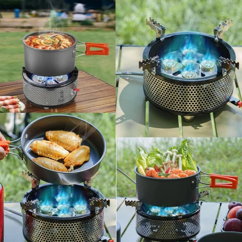 Potabale Camping Stove with 5 Brass Burners – Portable High-Pressure Outdoor Cooker for Catering, Camping, and Industrial Use
