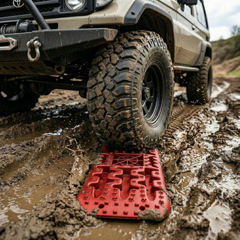 Car Traction Boards Sand & Snow Recovery Tracks, Heavy Duty Tire Grip Mats for Off-Road (107 Cms)