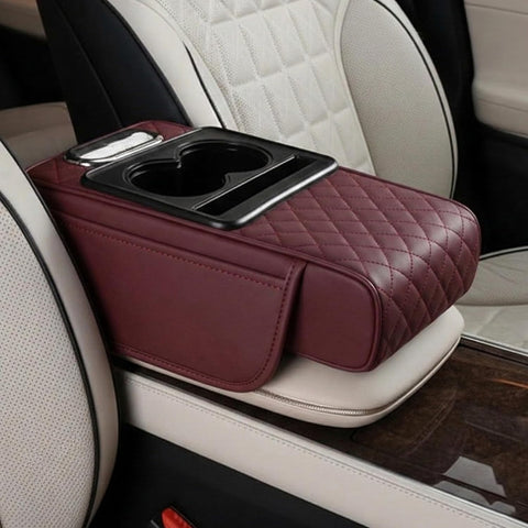 Car Seat Armrest Organizer with Cup Holder – PU Leather Center Console Storage Box