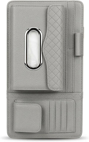 Car Sun Visor Tissue Holder Organizer with Card Slots & Pen Holder – PU Leather