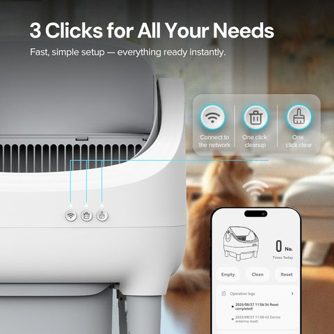 Wownect Self Cleaning Cat Litter Box, Open Top Design, Smart App Controlled