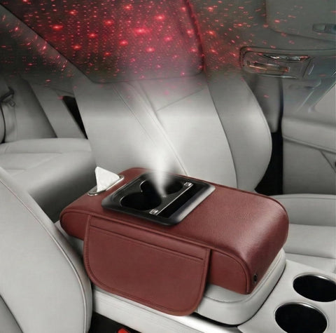 Car Armrest with Cup Holder, USB Charging & Laser Star Light