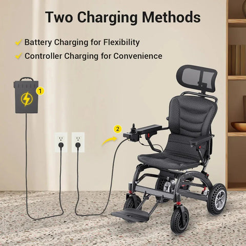 Powerful Lithium Rechargeable Controlled Lightweight 17.5kg Elderly Electric Wheelchair Brushless Motor