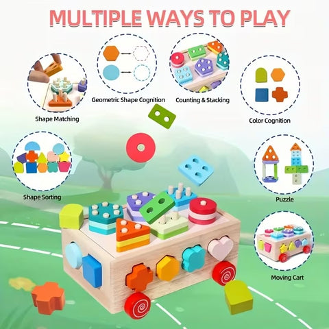 Early Education Multifunctional Toy Car, Geometric Toys for Boys And Girls,