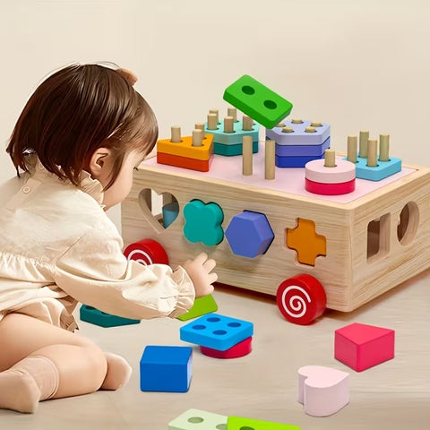 Early Education Multifunctional Toy Car, Geometric Toys for Boys And Girls,