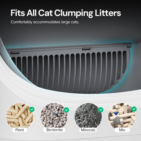 Wownect Self Cleaning Cat Litter Box, Open Top Design, Smart App Controlled