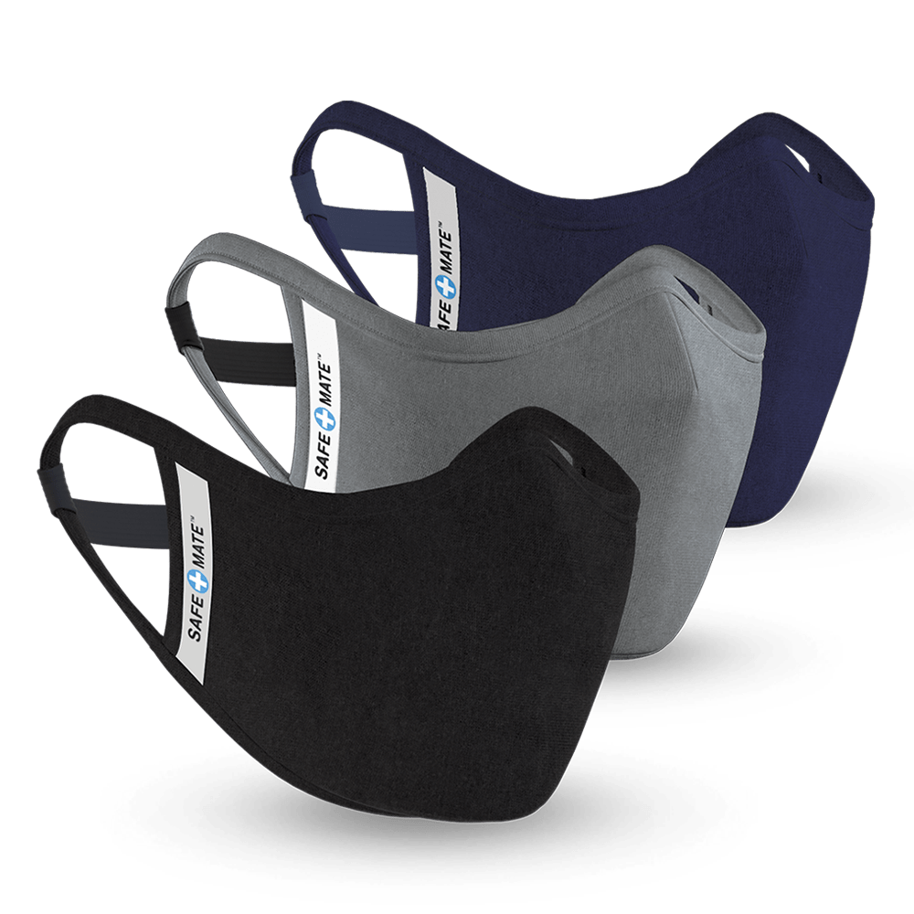Case-Mate Case Mate Safe Mate Washable Cloth Mask 3 Pack (Black / Navy / Gray)