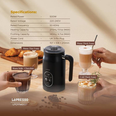 Lepresso Four Froth Milk Frother - Black
