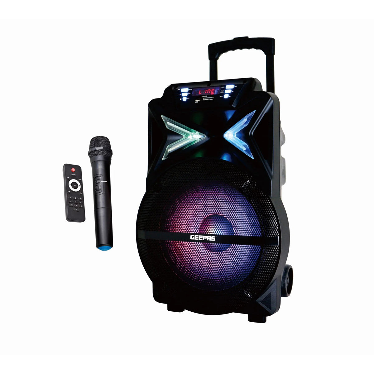 Geepas GMS11131 Rechargeable Trolley Bluetooth Speaker - Wireless Microphones