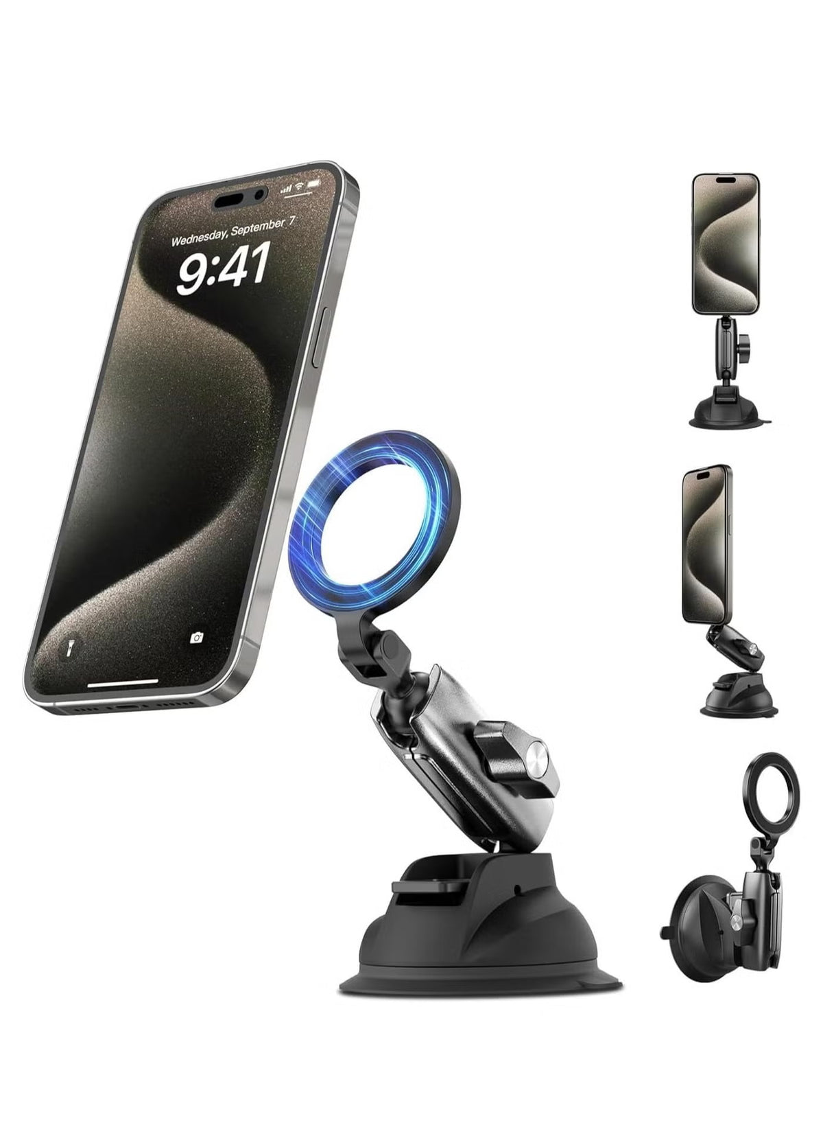 TELESIN Magnetic Suction Cup Mobile Phone Car Mount Compatible with MagSafe | 360° Adjustable Car Windshield Phone Holder