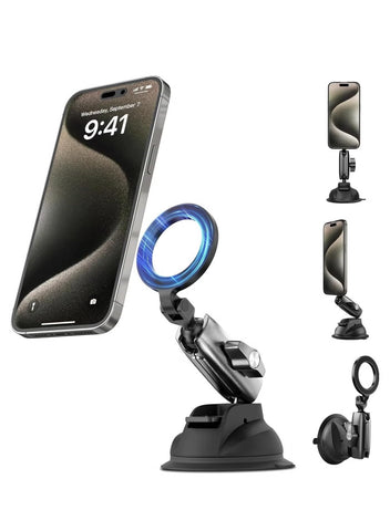 TELESIN Magnetic Suction Cup Mobile Phone Car Mount Compatible with MagSafe | 360° Adjustable Car Windshield Phone Holder