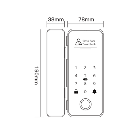 XP Smart Fingerprint Smart Glass Door Lock with Keys Intelligent Biometric