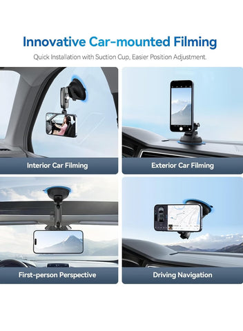 TELESIN Magnetic Suction Cup Mobile Phone Car Mount Compatible with MagSafe | 360° Adjustable Car Windshield Phone Holder