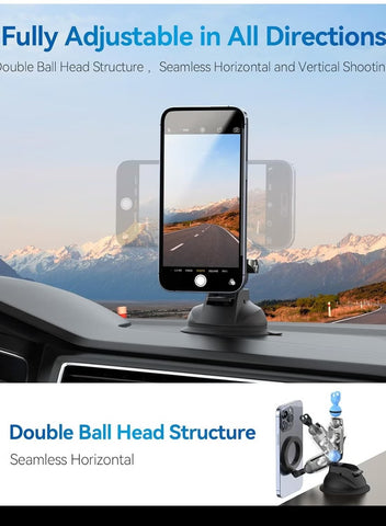 TELESIN Magnetic Suction Cup Mobile Phone Car Mount Compatible with MagSafe | 360° Adjustable Car Windshield Phone Holder