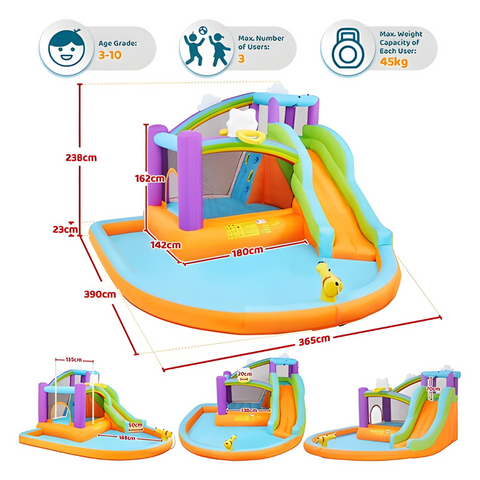 Megastar 6 In 1 Sunny Shine Bouncy Castle With Inflatable Trampoline, Water Slide 2.38x3.65x3.89M