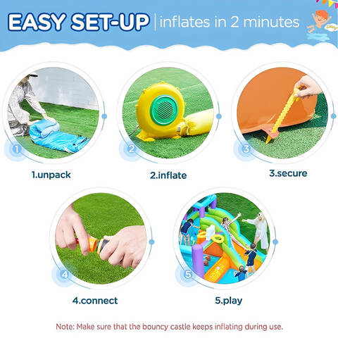 Megastar 6 In 1 Sunny Shine Bouncy Castle With Inflatable Trampoline, Water Slide 2.38x3.65x3.89M