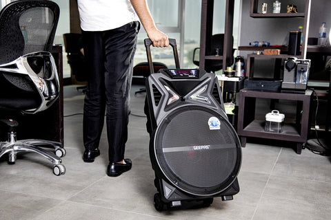 Geepas GMS11131 Rechargeable Trolley Bluetooth Speaker - Wireless Microphones