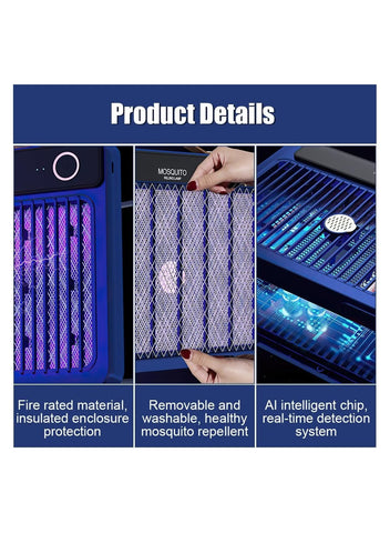 Electric Mosquito Killer Lamp with 3000V Power Grid, Cordless Portable Fly Killer with Trap