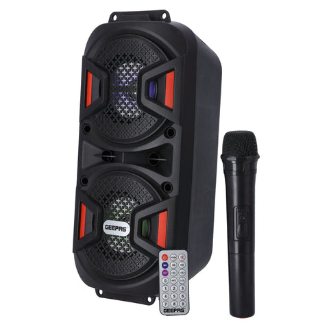 Geepas Rechargeable Portable Speaker - Portable Handle with 1500 MAH Huge Battery