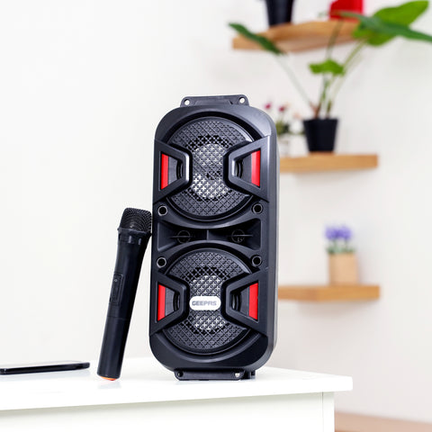 Geepas Rechargeable Portable Speaker - Portable Handle with 1500 MAH Huge Battery