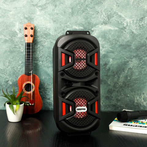 Geepas Rechargeable Portable Speaker - Portable Handle with 1500 MAH Huge Battery