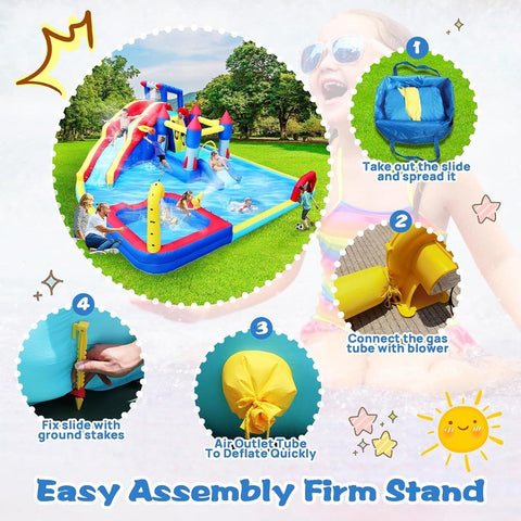 Megastar 10 In 1 Inflatable H20 Water Fight Bounce House Water Park For Kids