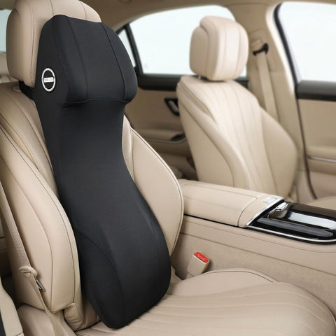 Ergonomic Lumbar Support Cushion for Car Seat & Office Chair – Memory Foam Headrest Back Support Pillow, Posture Corrector, Spine Alignment Backrest, Back Pain Relief