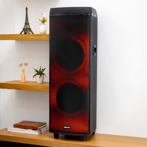Geepas Hi-Fi Speaker With Uhf Mic & Remote | Usb Bt Gms11153 Tf Fm And Tws Functions