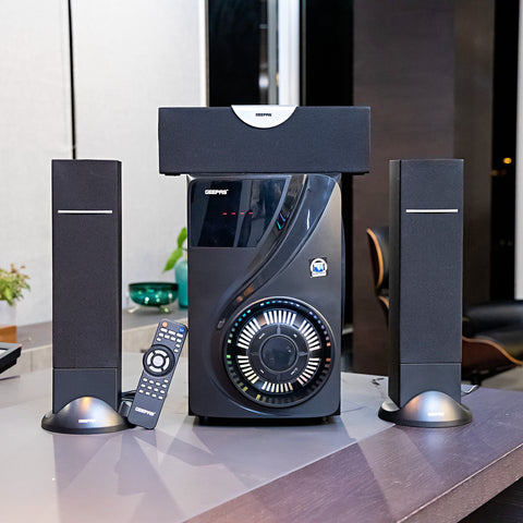 Geepas GMS8522 3.1 Immersive Sound, 40000 Watts PMPO, Booming Bass, 3.5mm Audio, USB, Bluetooth & Multiple Device Inputs