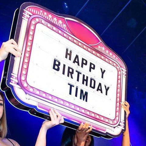 Cinema Light Box LED Letter Bottle Presenter with Color Change, Customized Logo - Perfect for Happy Birthday, Color Letter Billboard,Hand Holding Luminous LED Presenter
