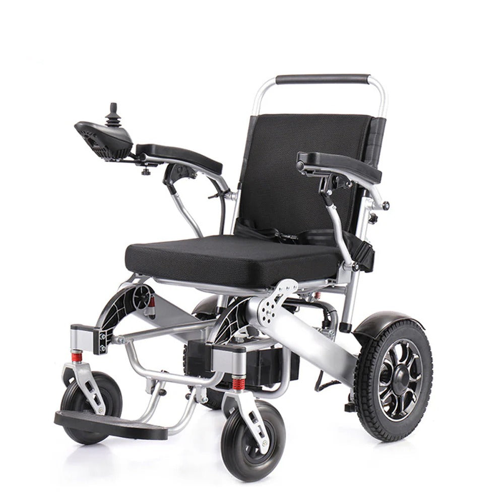 Lightweight Folding Electric Wheelchair with Intelligent Four-wheel Drive for Adult Mobility.