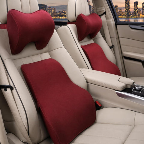 Car Neck Pillow & Lumbar Support Cushion Combo
