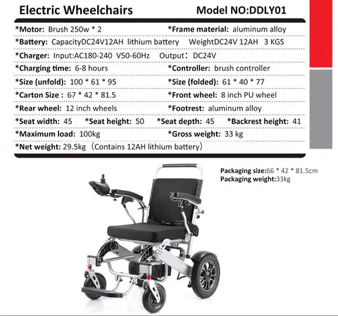 Lightweight Folding Electric Wheelchair with Intelligent Four-wheel Drive for Adult Mobility.