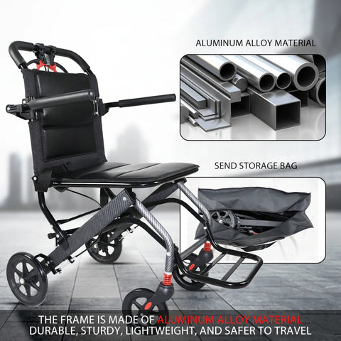 Ultra Light Aluminum Foldable Wheelchair – Compact Travel Wheelchair