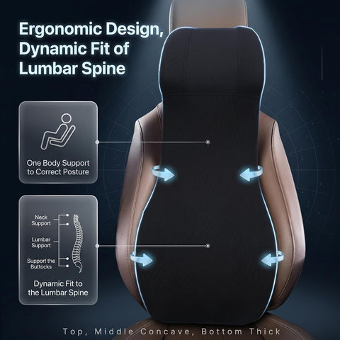 Ergonomic Lumbar Support Cushion for Car Seat & Office Chair – Memory Foam Headrest Back Support Pillow, Posture Corrector, Spine Alignment Backrest, Back Pain Relief