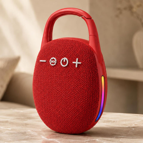 Portable Heavy Bass Bluetooth Speaker with RGB LED Lights, Wireless Speaker with Carry Handle
