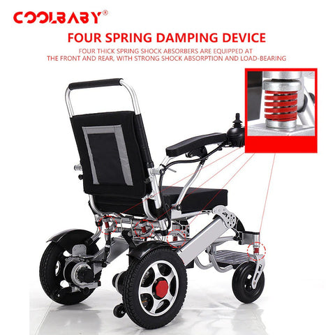 Lightweight Folding Electric Wheelchair with Intelligent Four-wheel Drive for Adult Mobility.