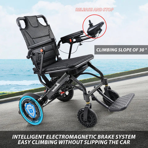 Carbon Fiber Coated Lightweight 15.6kg Electric Wheelchair Automatic Wheelchair Travel for Adults, Seniors Compact Portable Airline Approved