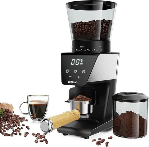 Electric Coffee Grinder for Espresso Coffee and Manual Coffee Brewing up to 12 cups, Grind Size from Espresso to Cold Brew