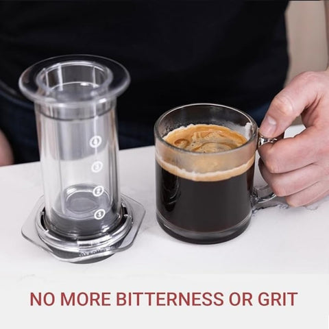 Olmecs Clear Coffee Press – 3 In 1 Brew Method Combines French Press, Pourover, Espresso, Full Bodied Coffee Without Grit or Bitterness