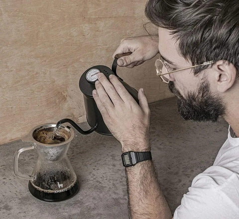Olmecs 1000ml Coffee Kettle with Thermometer Exact Temperature Gooseneck Spout